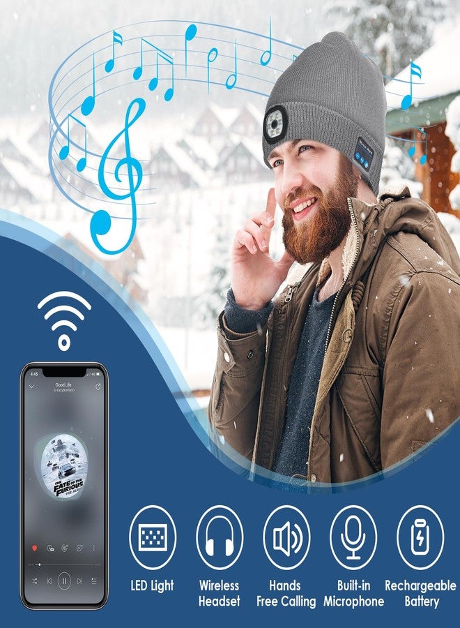 Lenski Stocking Stuffers for Men Adults, Dad Gifts for Men, Bluetooth Beanie Hat for Mens, Mens Gifts for Dad Him Grandpa Grey - Image 2